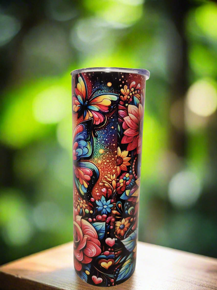 Colorful butterfly / Flower 20oz Double insulated Tumblers - Image #4