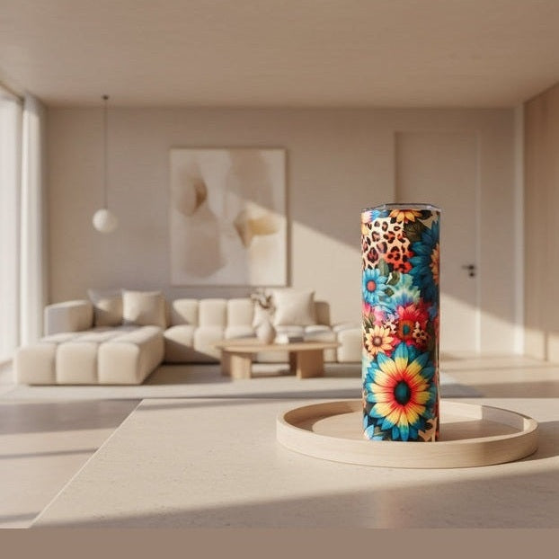 Colorful Sunflowers/ Cheetah 20oz Tumbler - Dis An Dat Tumbler Store