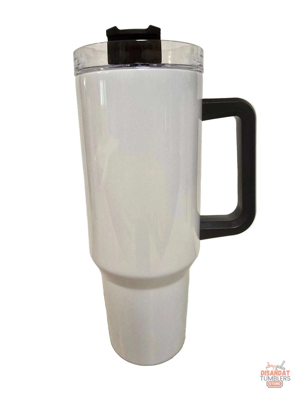 Custom design 40oz tumbler white with black handle and flip-top lid blank base