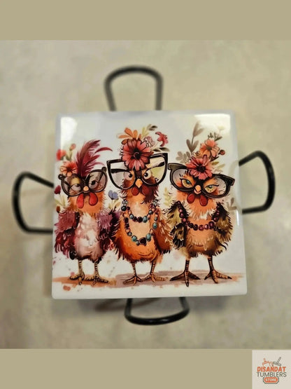 Fancy Chicken 🐔 4-inch Coasters - Dis An Dat Tumbler Store
