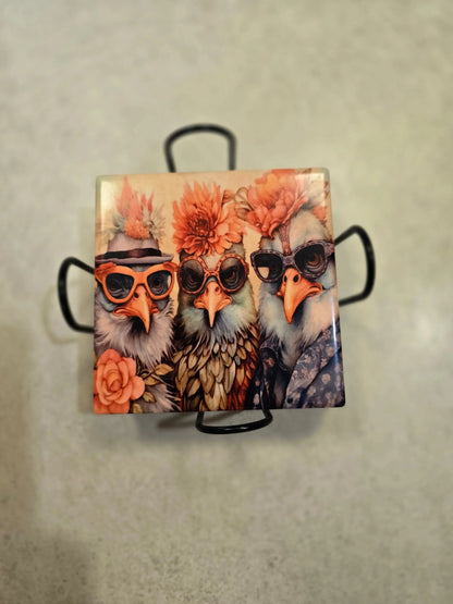 Fancy Chicken 🐔 4-inch Coasters - Dis An Dat Tumbler Store