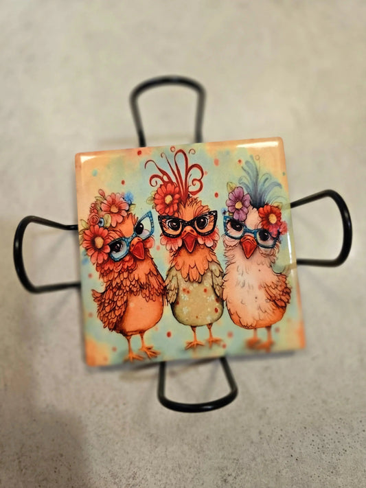 Fancy Chicken 🐔 4-inch Coasters - Dis An Dat Tumbler Store