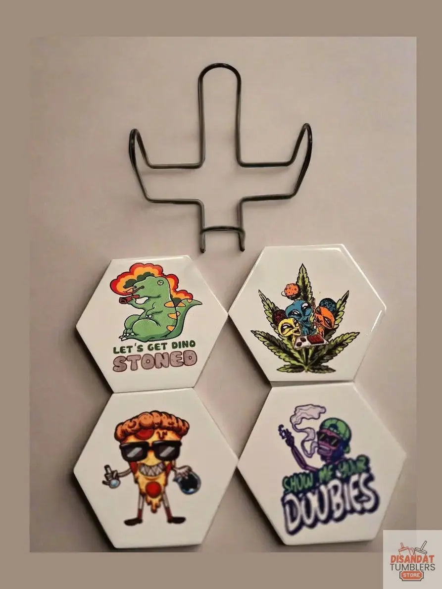 Funny smoke octagon 4-inch Coasters Dis An Dat Tumbler Store