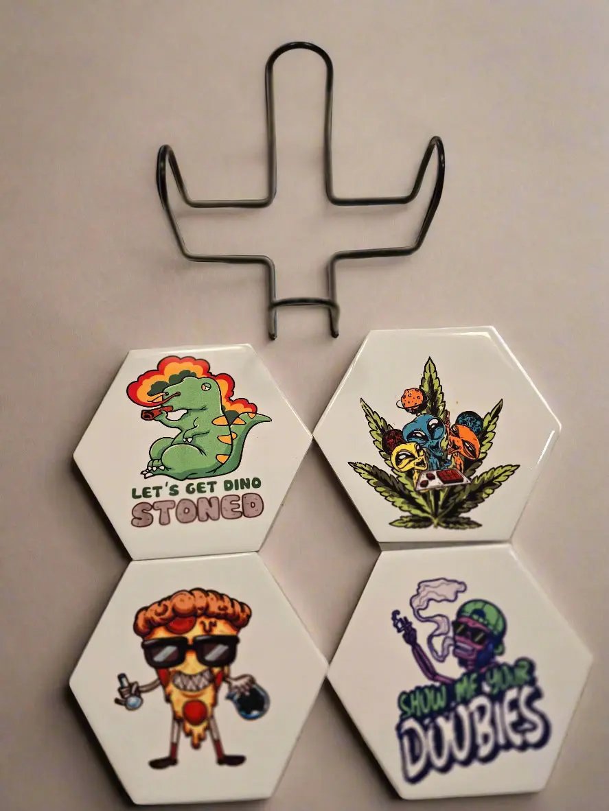 Funny smoke octagon 4-inch Coasters Dis An Dat Tumbler Store