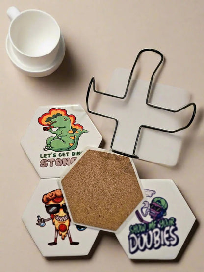Funny smoke octagon 4-inch Coasters Dis An Dat Tumbler Store
