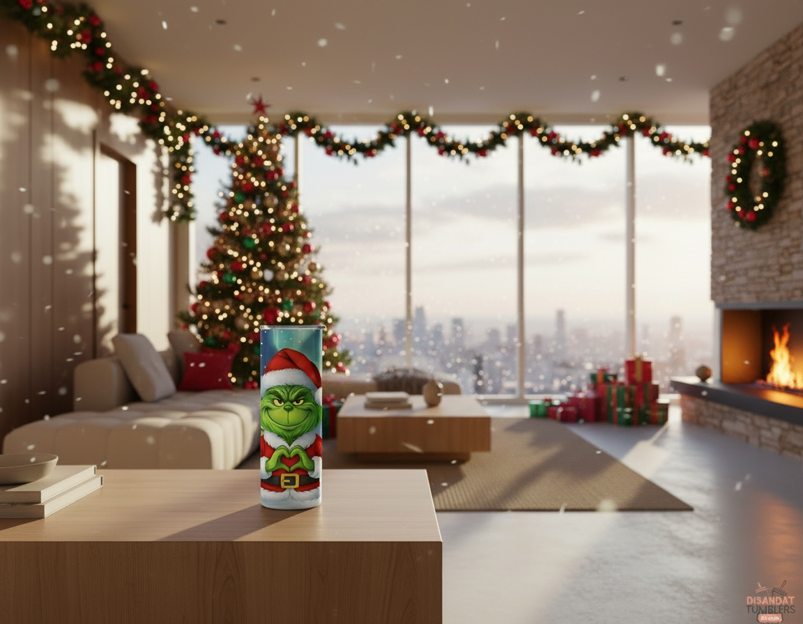 Green Santa Christmas 20oz Tumbler - Eco-Friendly Reusable - Dis An Dat Tumbler Store
