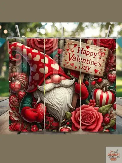 Happy V-Day Gnome 20oz Tumbler Dis An Dat Tumbler Store