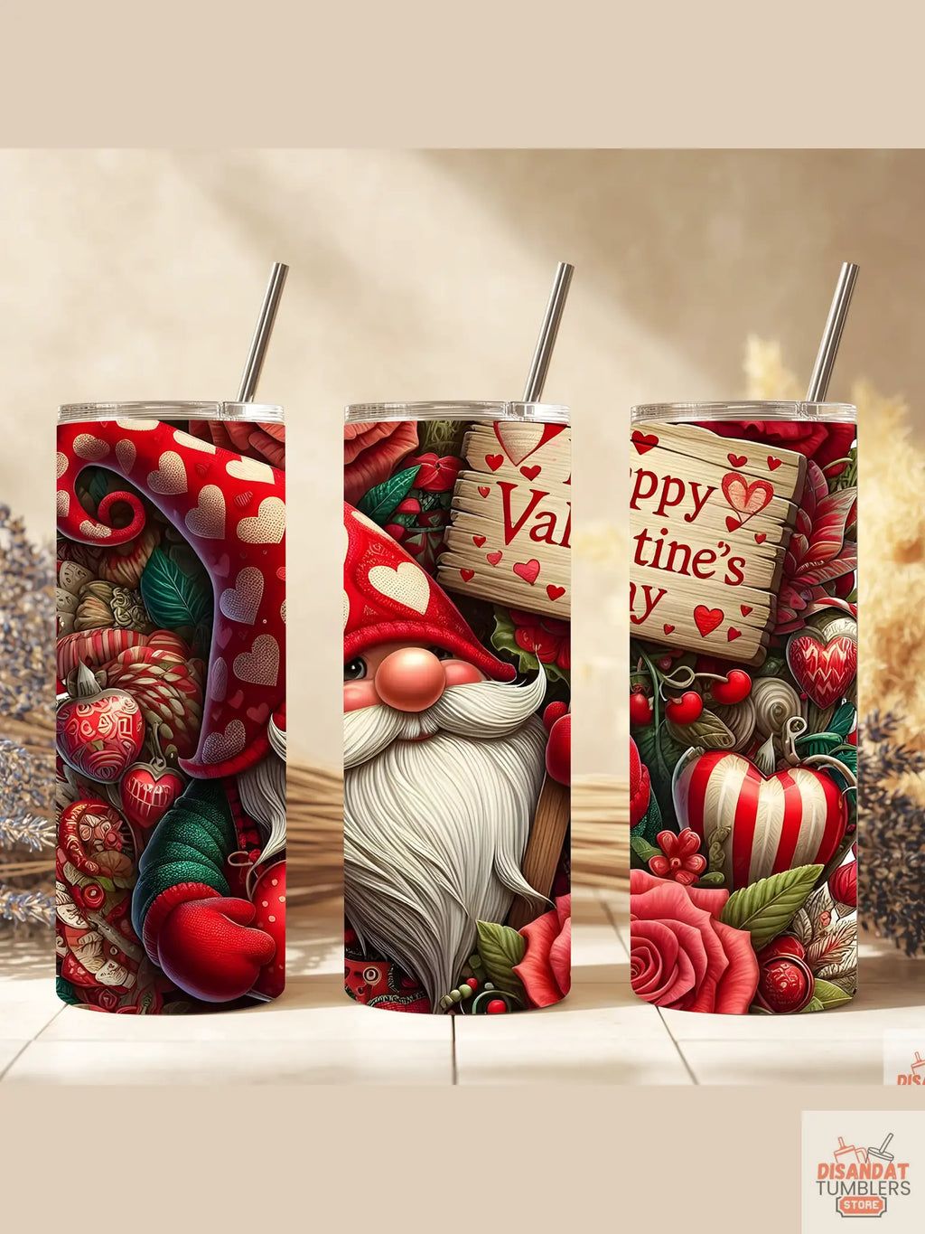 Happy V-Day Gnome 20oz Tumbler - Dis An Dat Tumbler Store