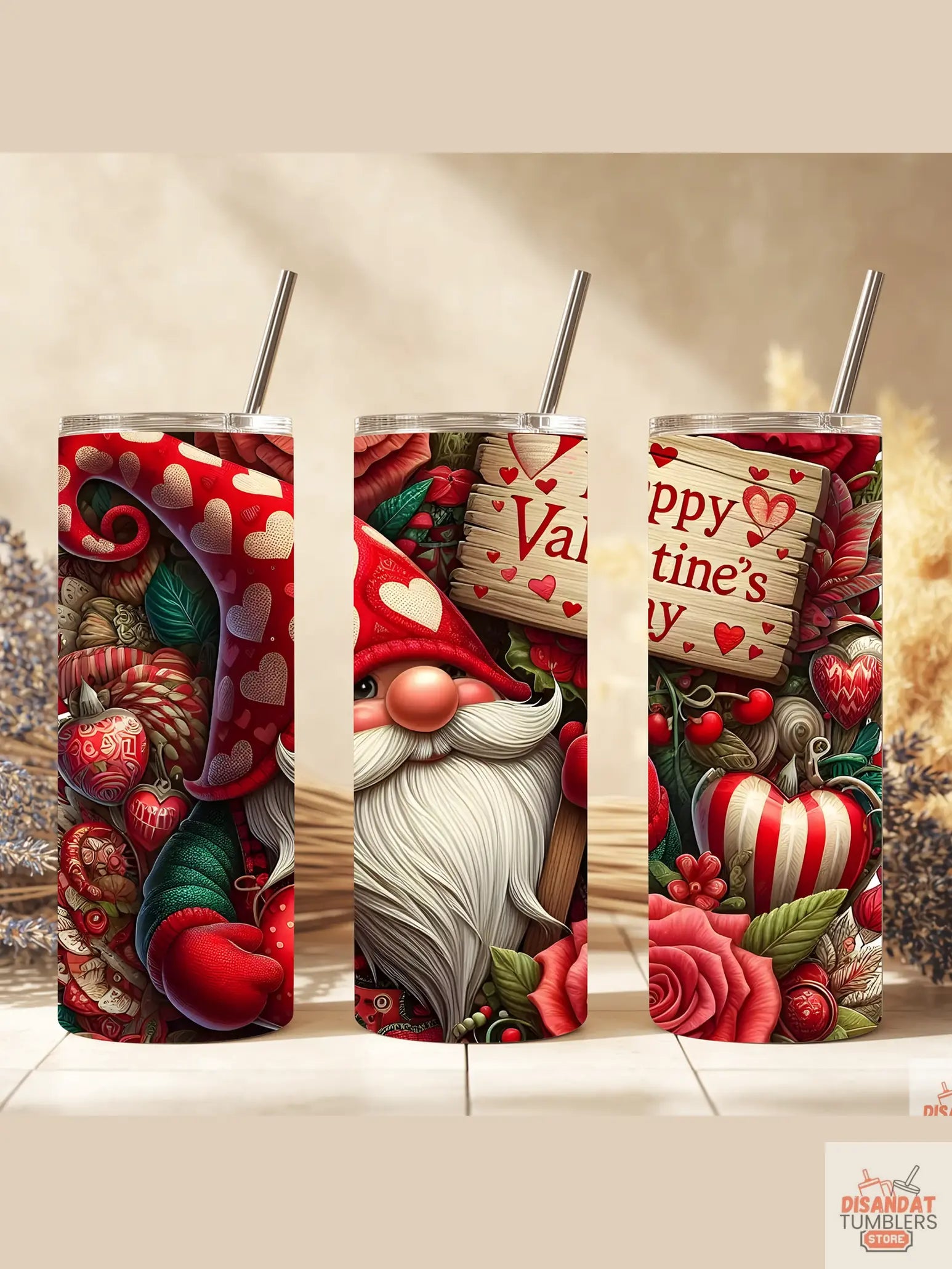 Happy V-Day Gnome 20oz Tumbler - Dis An Dat Tumbler Store