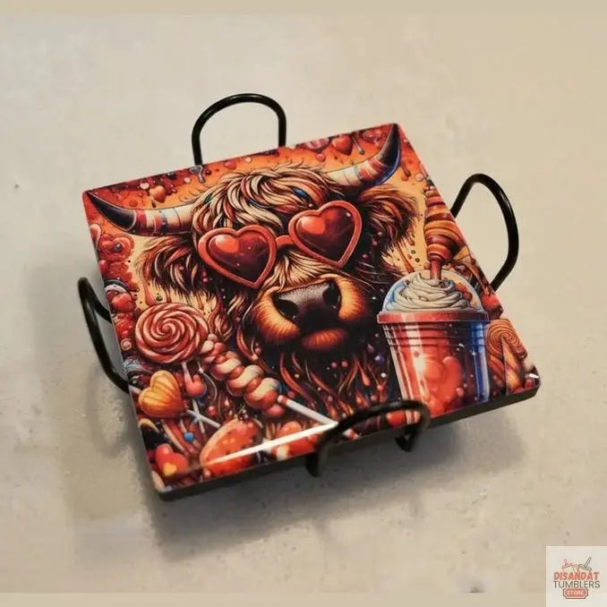 Highland Cow V-day 4-inch Coasters Dis An Dat Tumbler Store