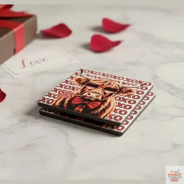 Highland Cow V-day 4-inch Coasters Dis An Dat Tumbler Store