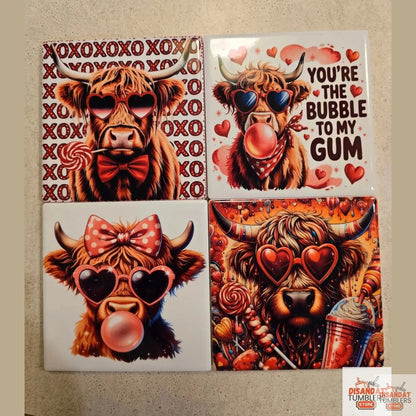 Highland Cow V-day 4-inch Coasters Dis An Dat Tumbler Store