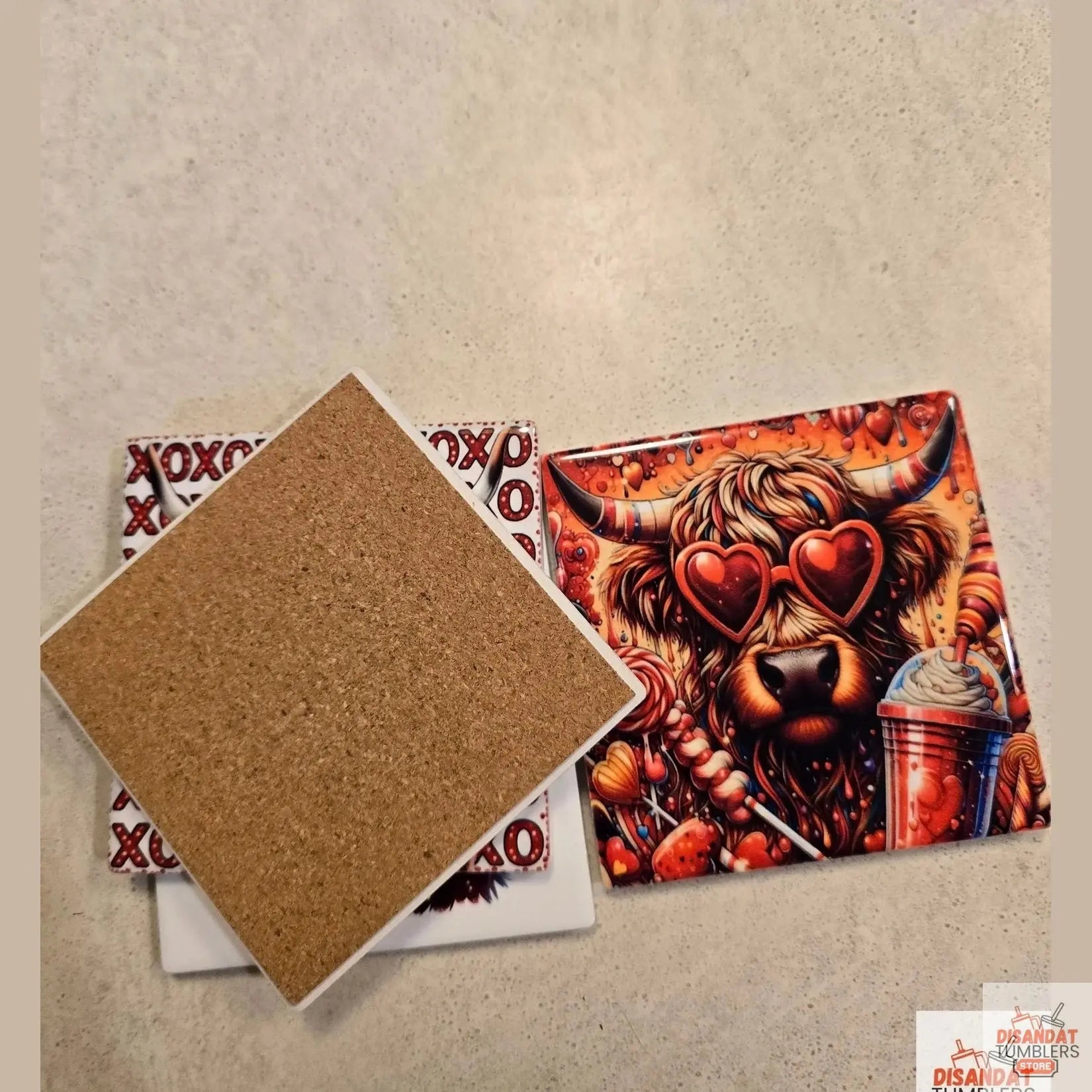 Highland Cow V-day 4-inch Coasters Dis An Dat Tumbler Store