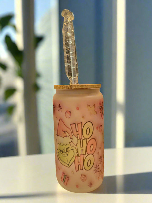 Ho Ho Ho 16oz Frosted Glass Tumbler DisAnDat