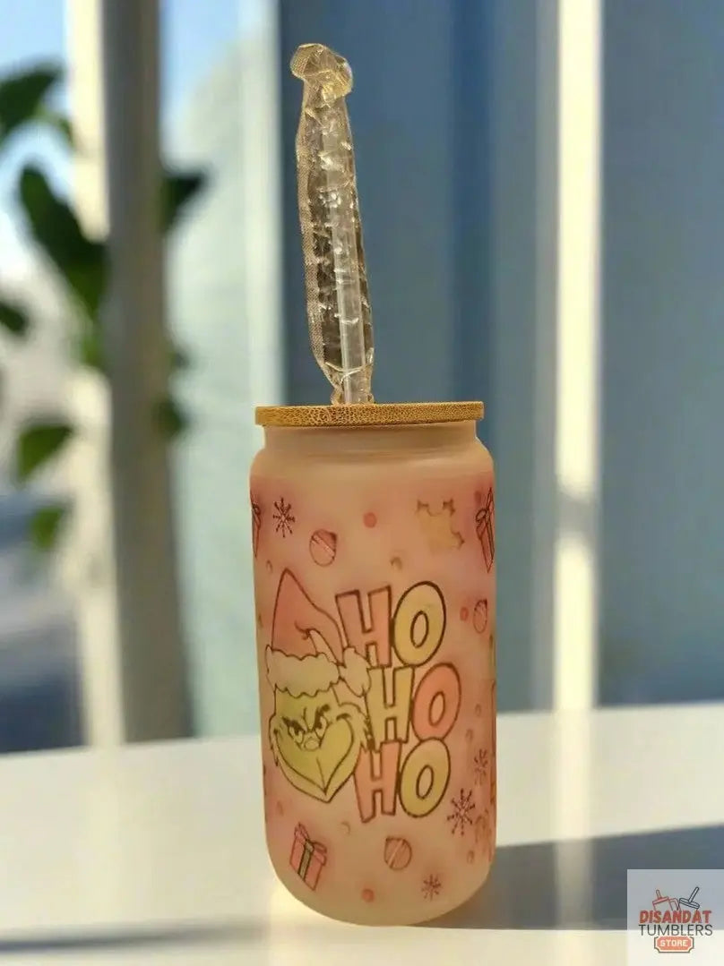 Ho Ho Ho 16oz Frosted Glass Tumbler DisAnDat