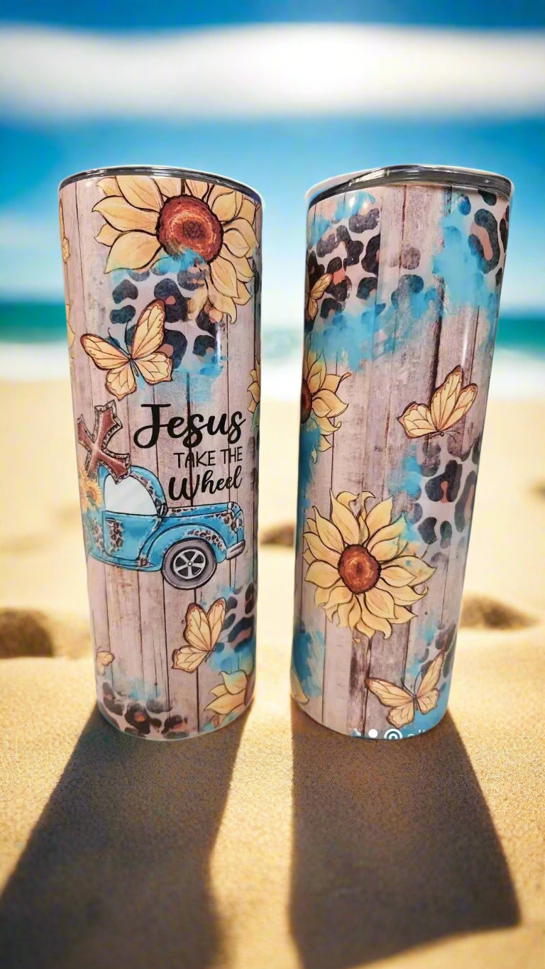 Jesus Take the wheel 20oz Tumblers - Image #2