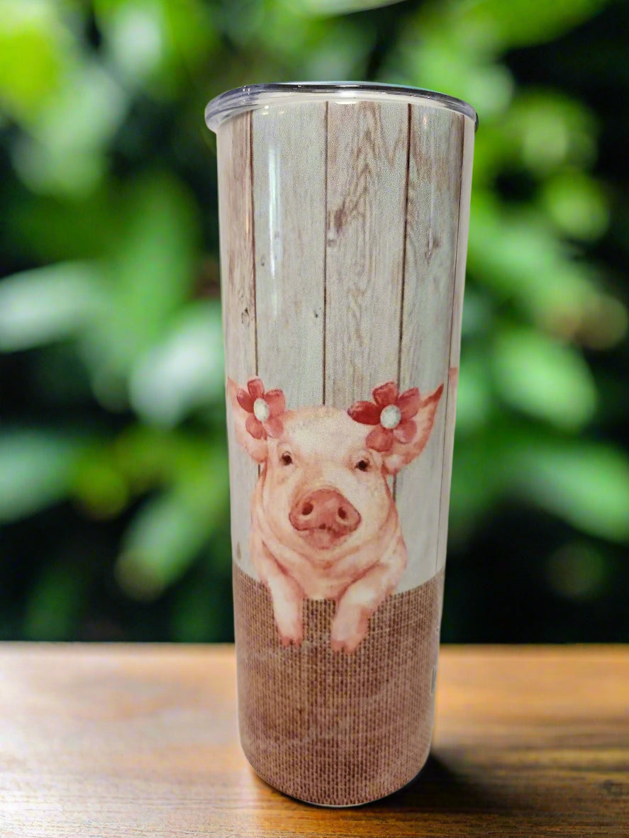 Custom 20oz Just a girl loves pigs Tumbler - Image #2