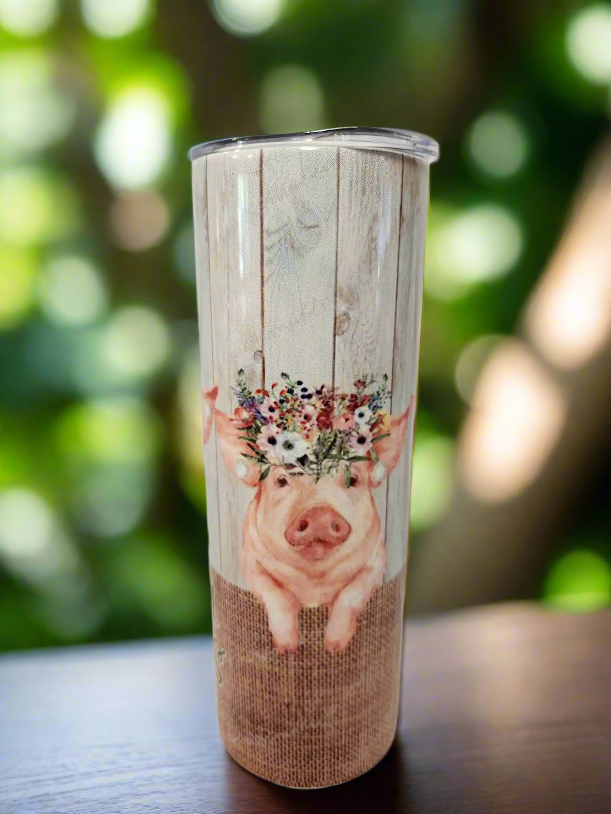 Custom 20oz Just a girl loves pigs Tumbler - Image #3