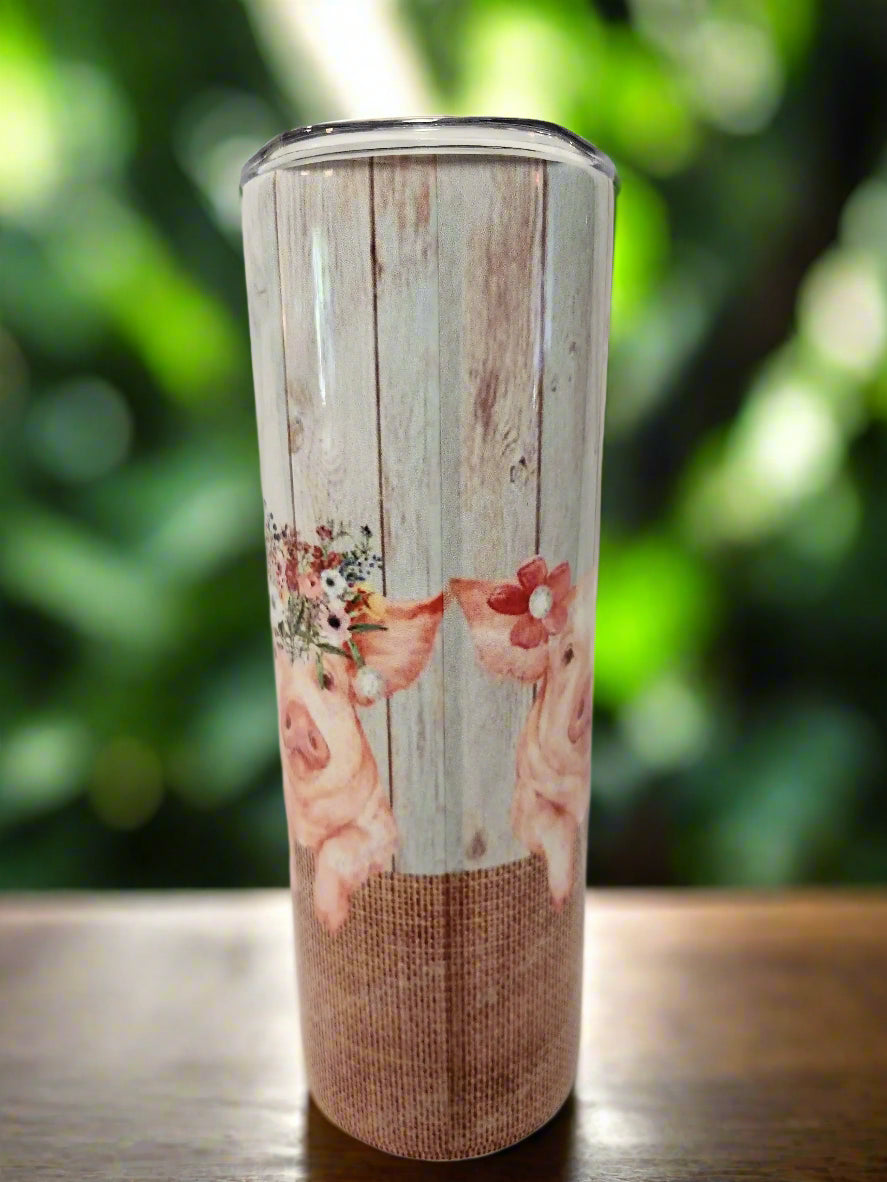 Custom 20oz Just a girl loves pigs Tumbler - Image #4