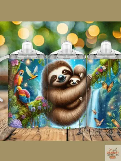 Kids Sloth and Baby 12oz Thermal Tumbler - Dis An Dat Tumbler Store
