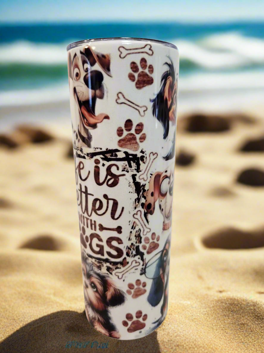 Life is better with dogs 20oz Tumblers - Image #6