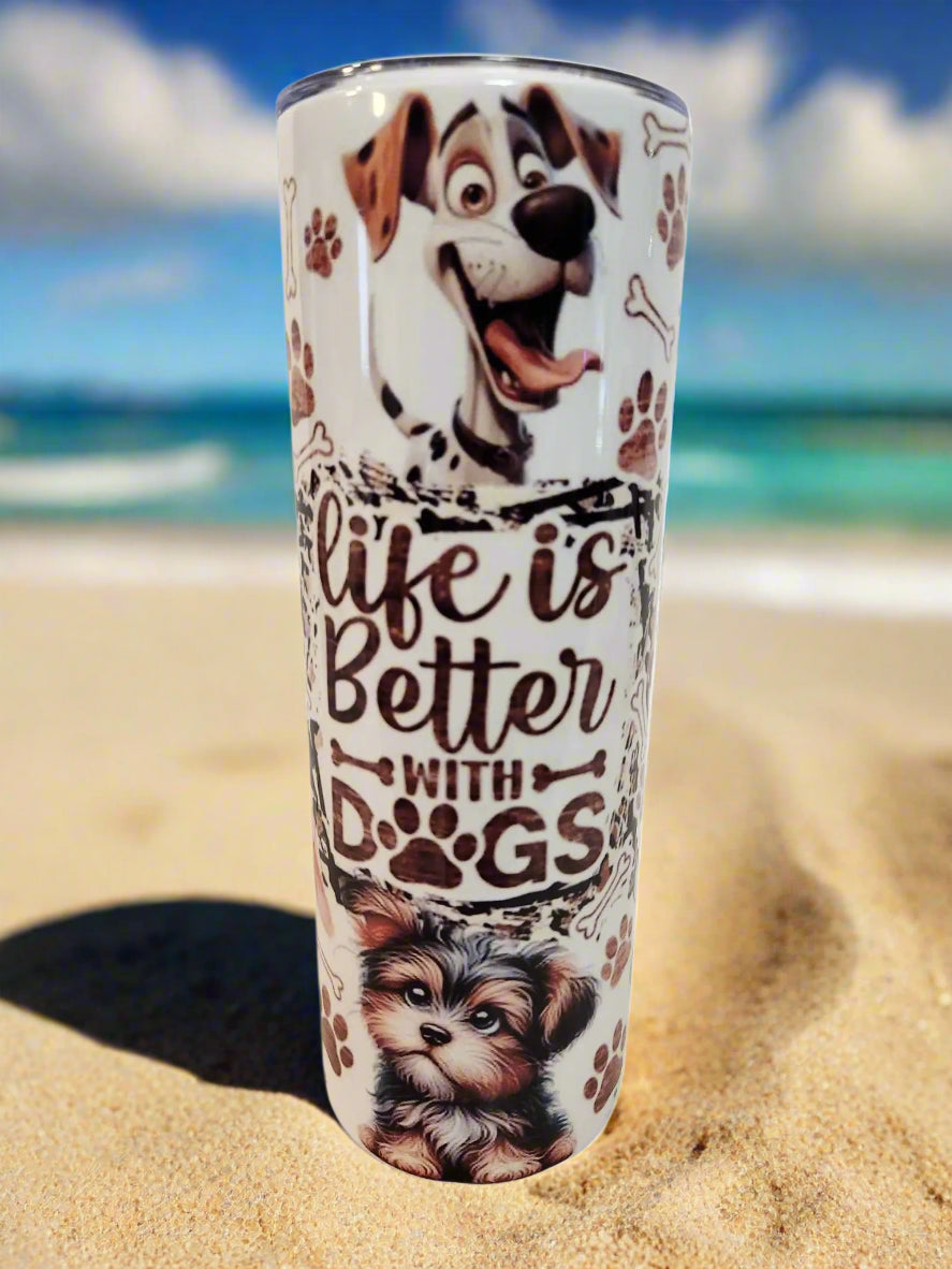 Life is better with dogs 20oz Tumblers - Image #7