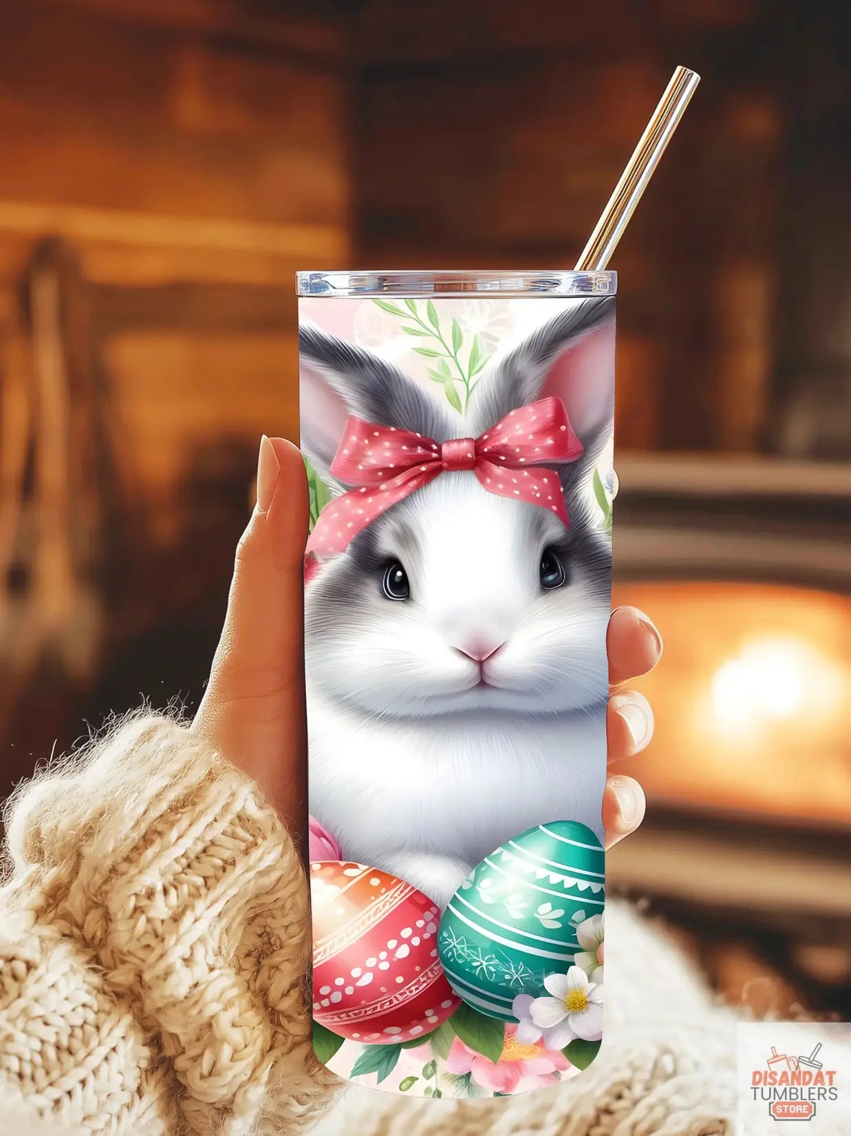 Easter Bunny Tumbler in 20oz &amp; 30oz — insulated, reusable, and perfect for Easter gifting. Hop into spring with Dis An Dat!