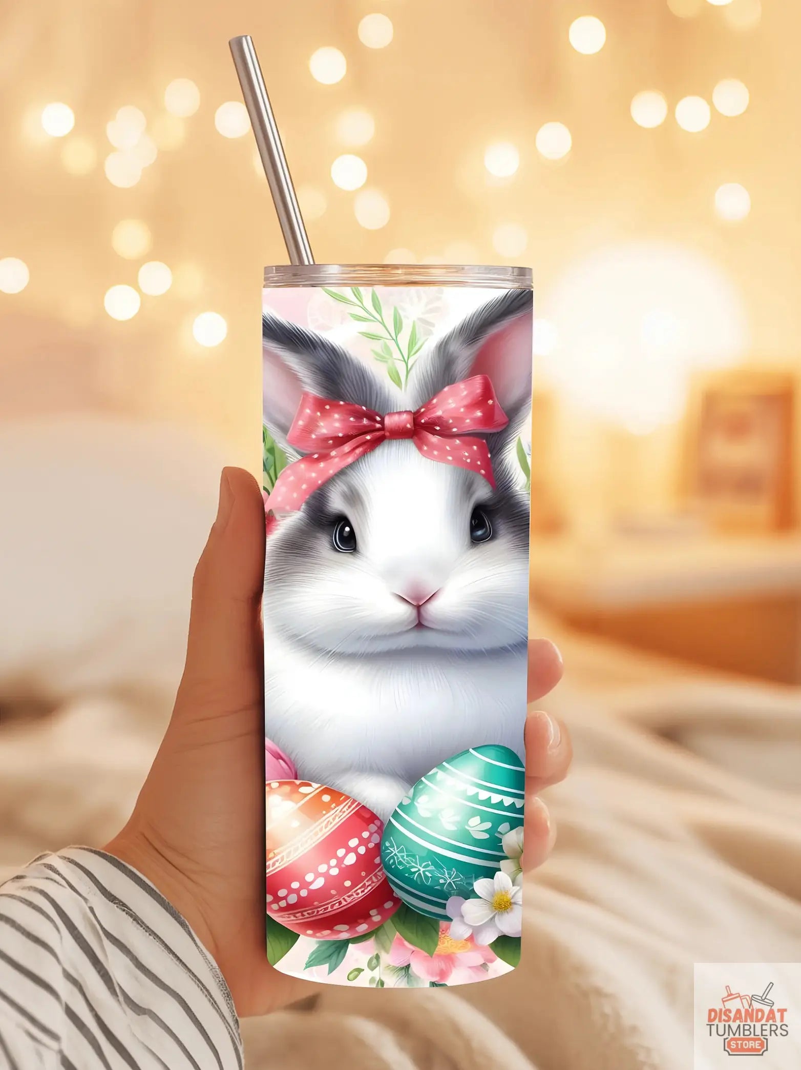 Easter Bunny Tumbler in 20oz &amp; 30oz — insulated, reusable, and perfect for Easter gifting. Hop into spring with Dis An Dat!