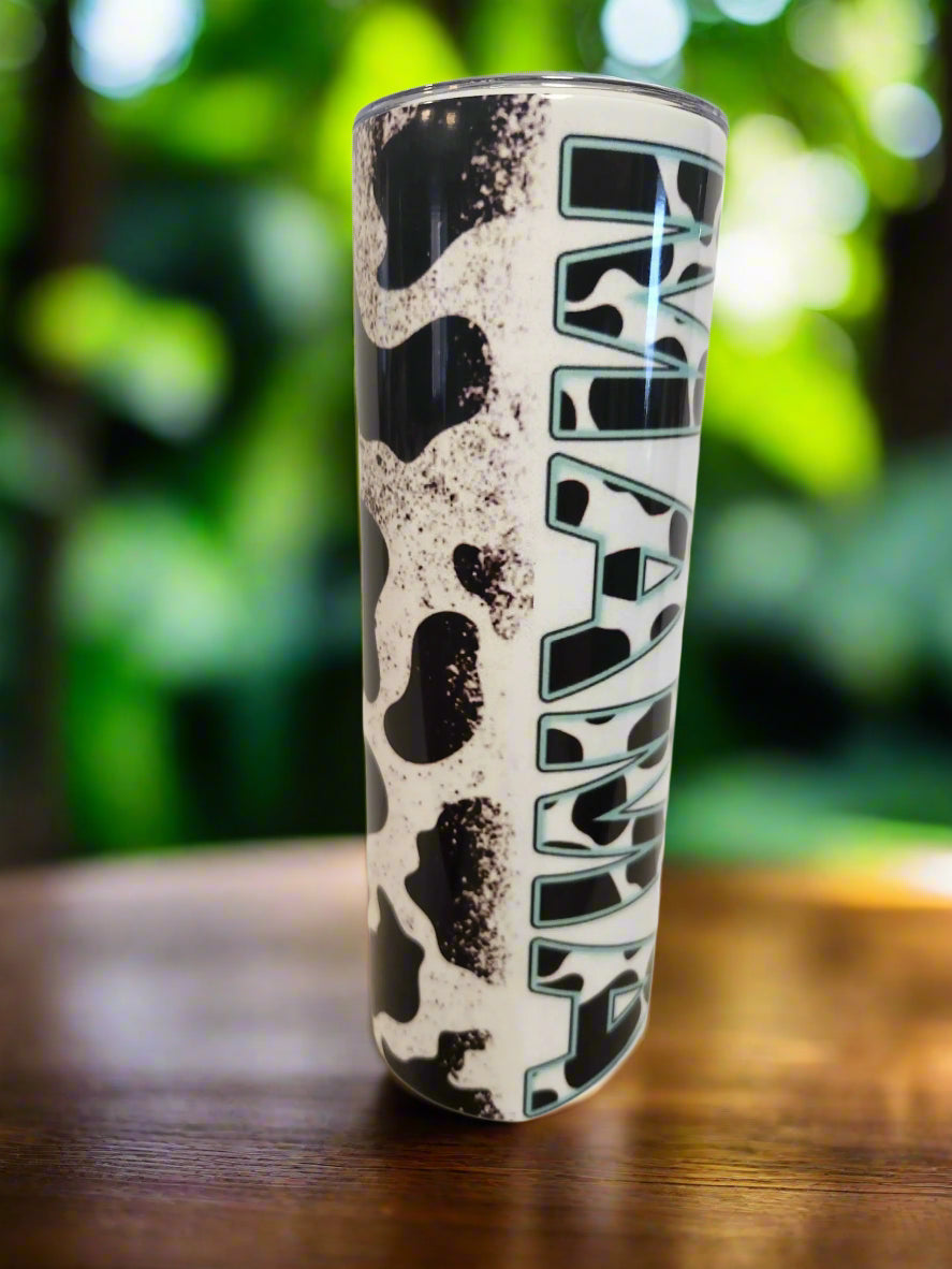 Custom Mama Cow print 20oz Tumbler - Image #2