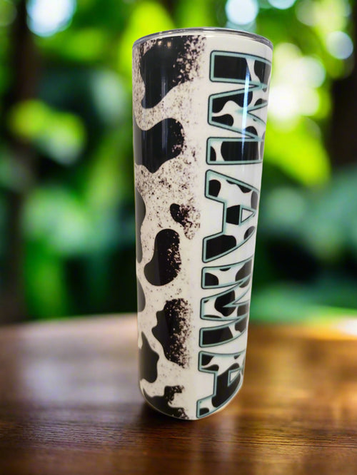 Custom Mama Cow print 20oz Tumbler - Image #2