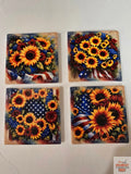 Patriotic Sunflowers 🌻 4-inch Coasters - Dis An Dat Tumbler Store