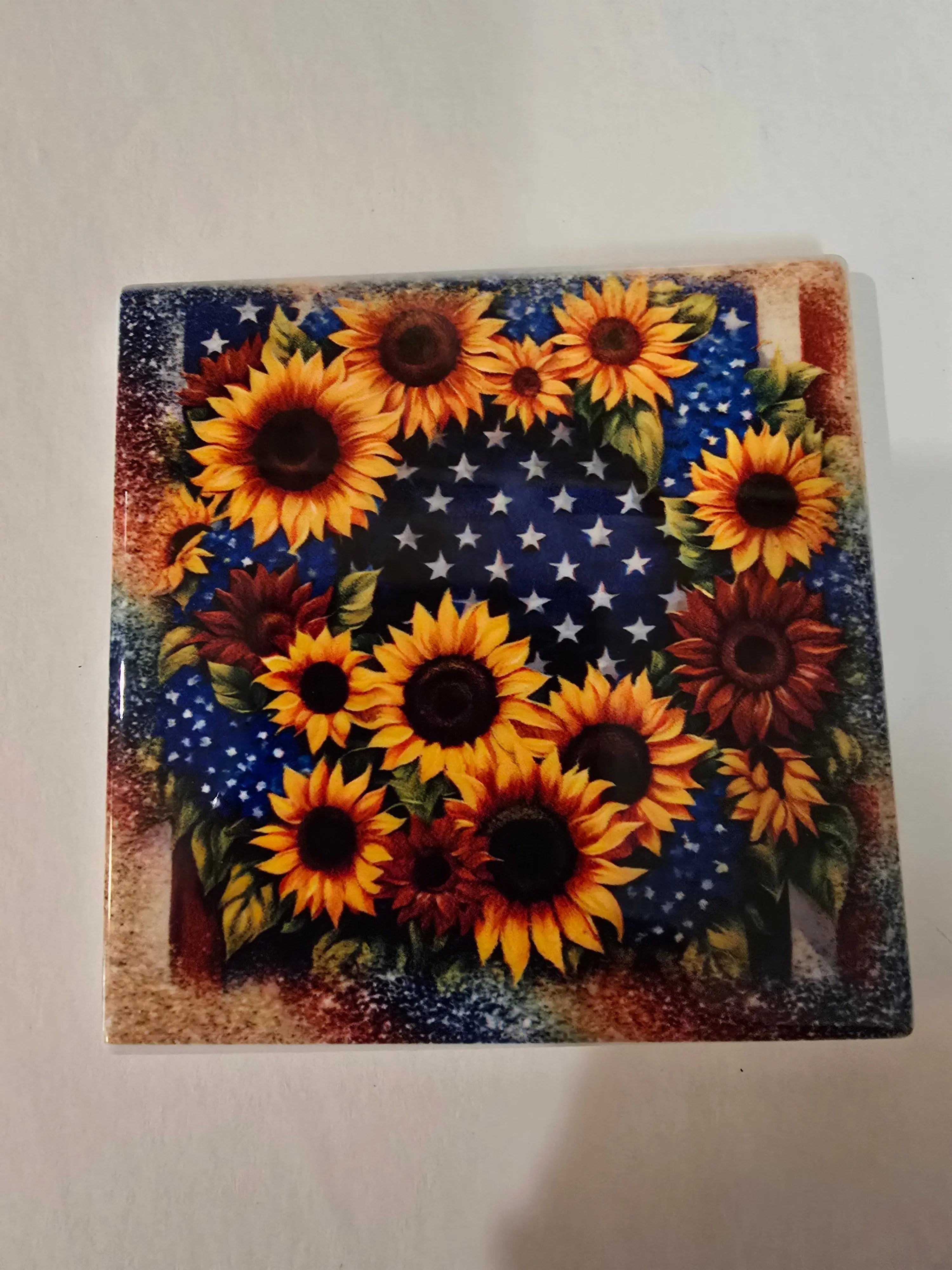 Patriotic Sunflowers 🌻 4-inch Coasters - Dis An Dat Tumbler Store