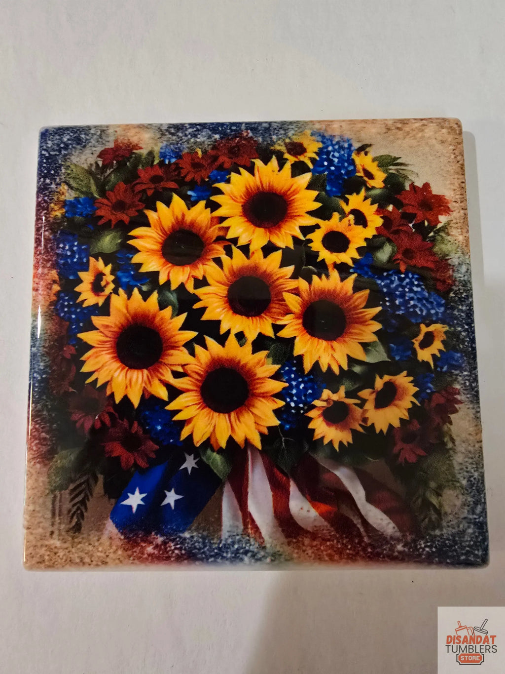 Patriotic Sunflowers 🌻 4-inch Coasters - Dis An Dat Tumbler Store