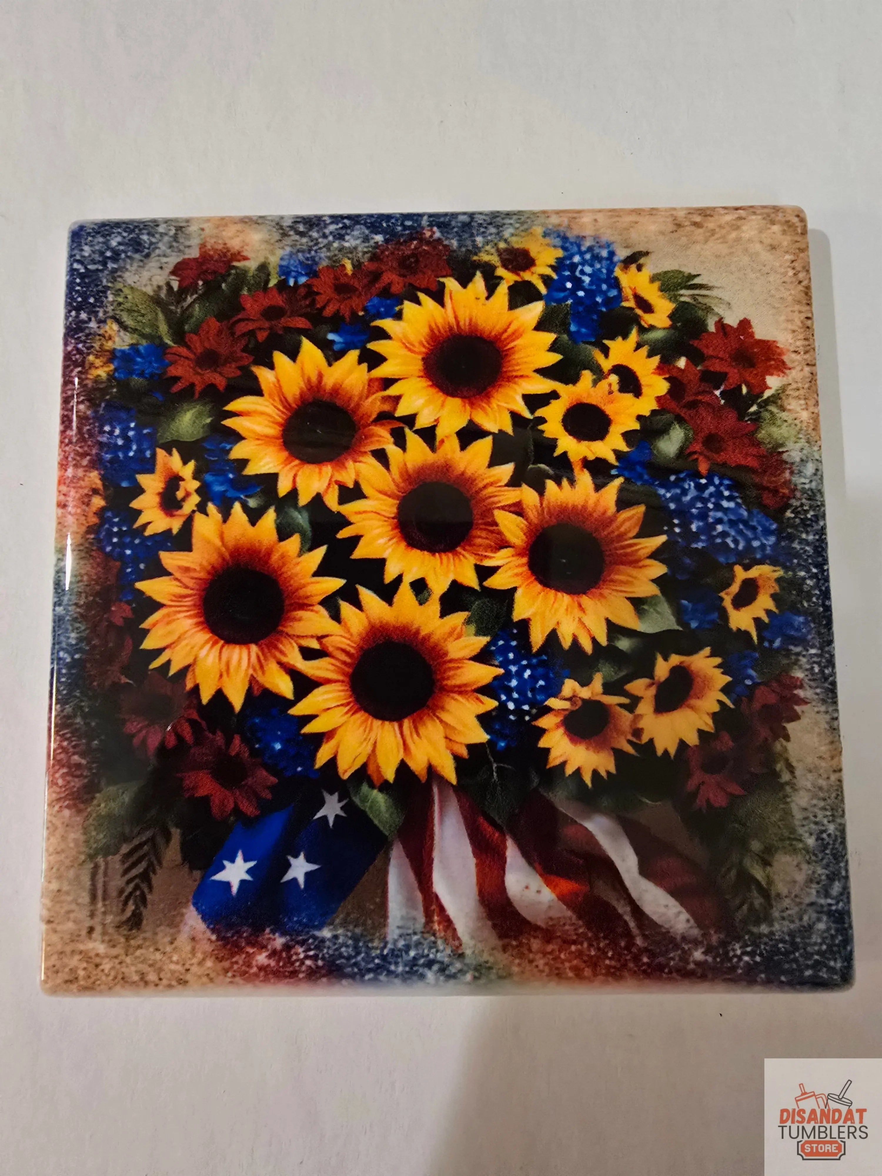 Patriotic Sunflowers 🌻 4-inch Coasters - Dis An Dat Tumbler Store