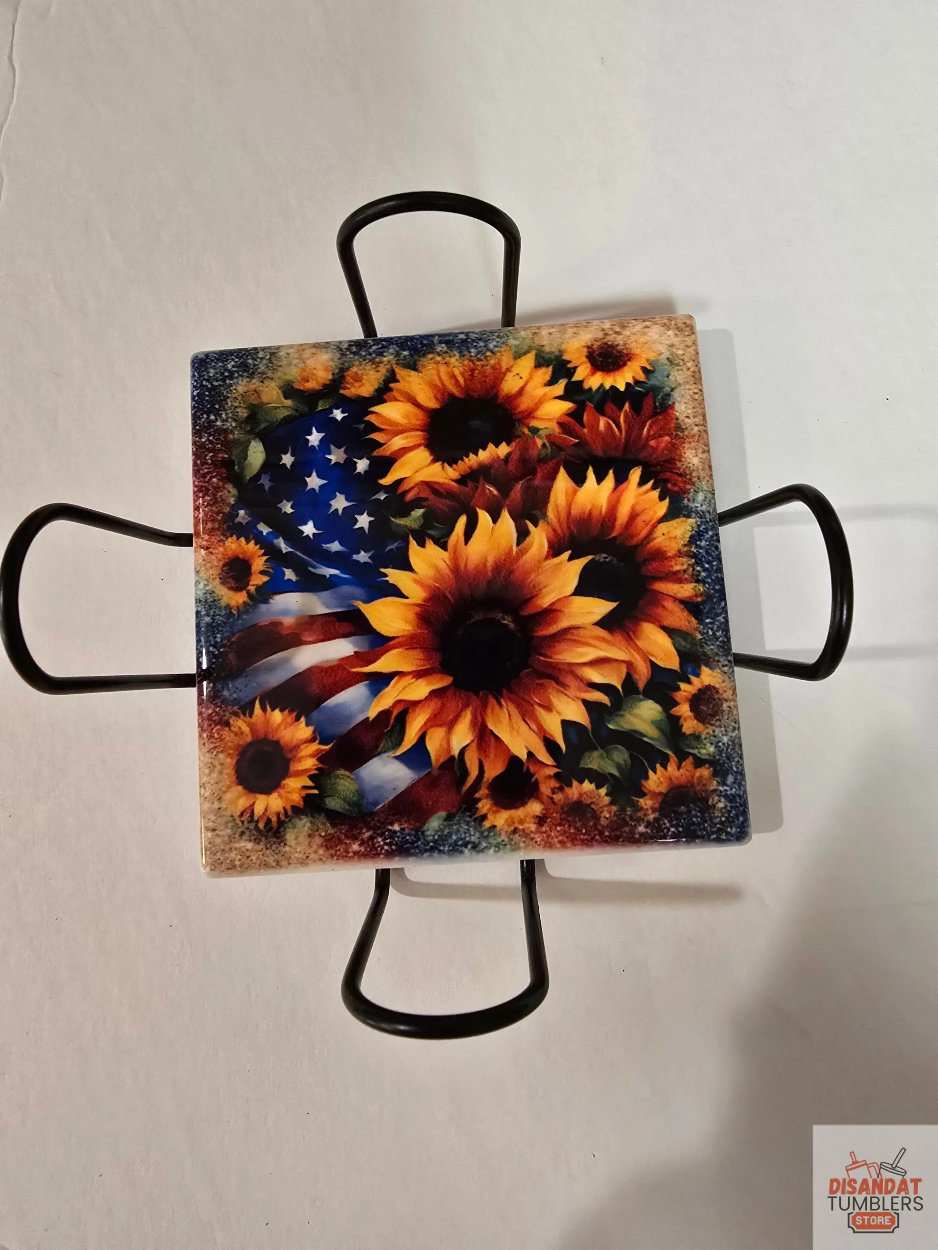 Patriotic Sunflowers 🌻 4-inch Coasters - Dis An Dat Tumbler Store