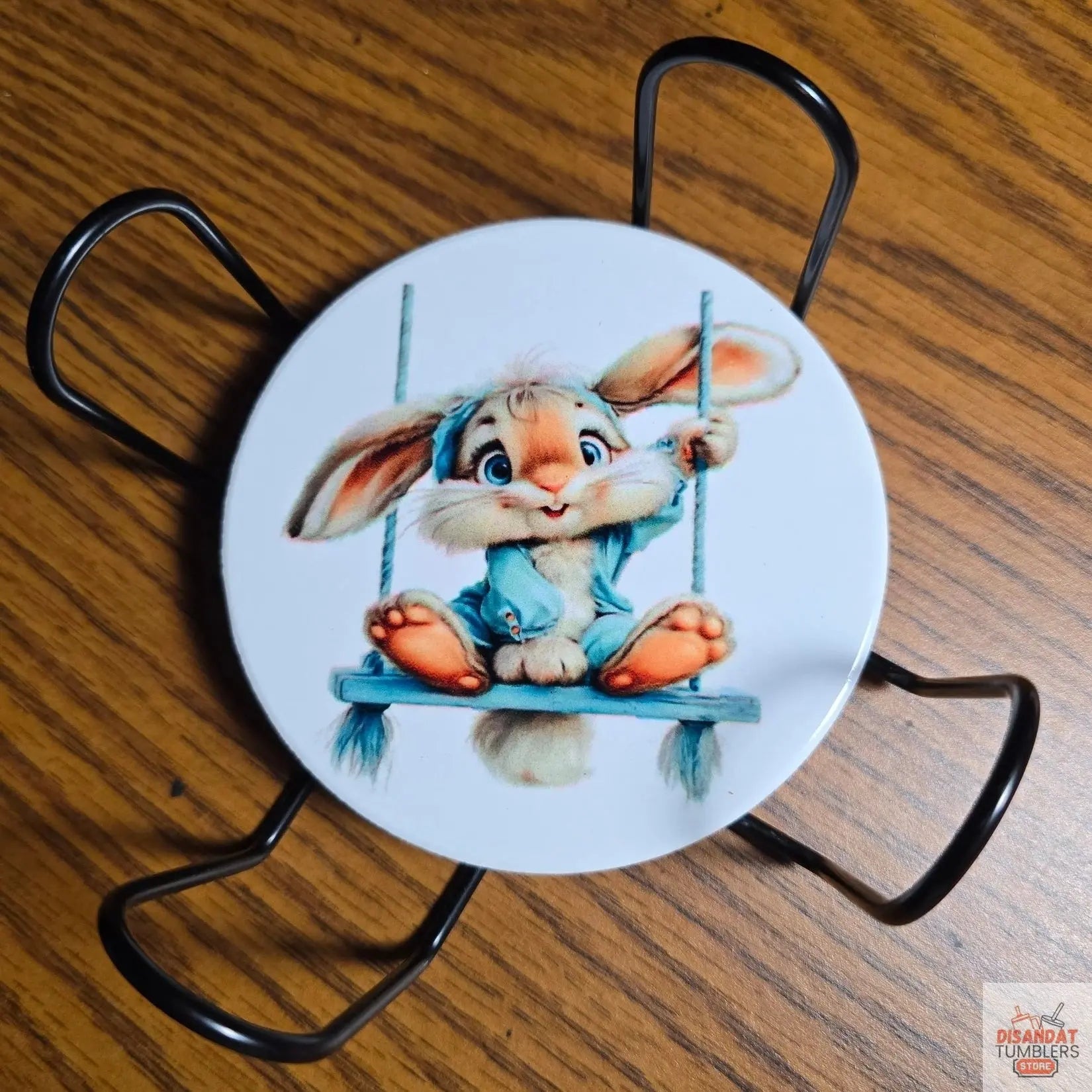 Pretty in blue Bunny 3 inch round Table Coasters - Dis An Dat Tumbler Store