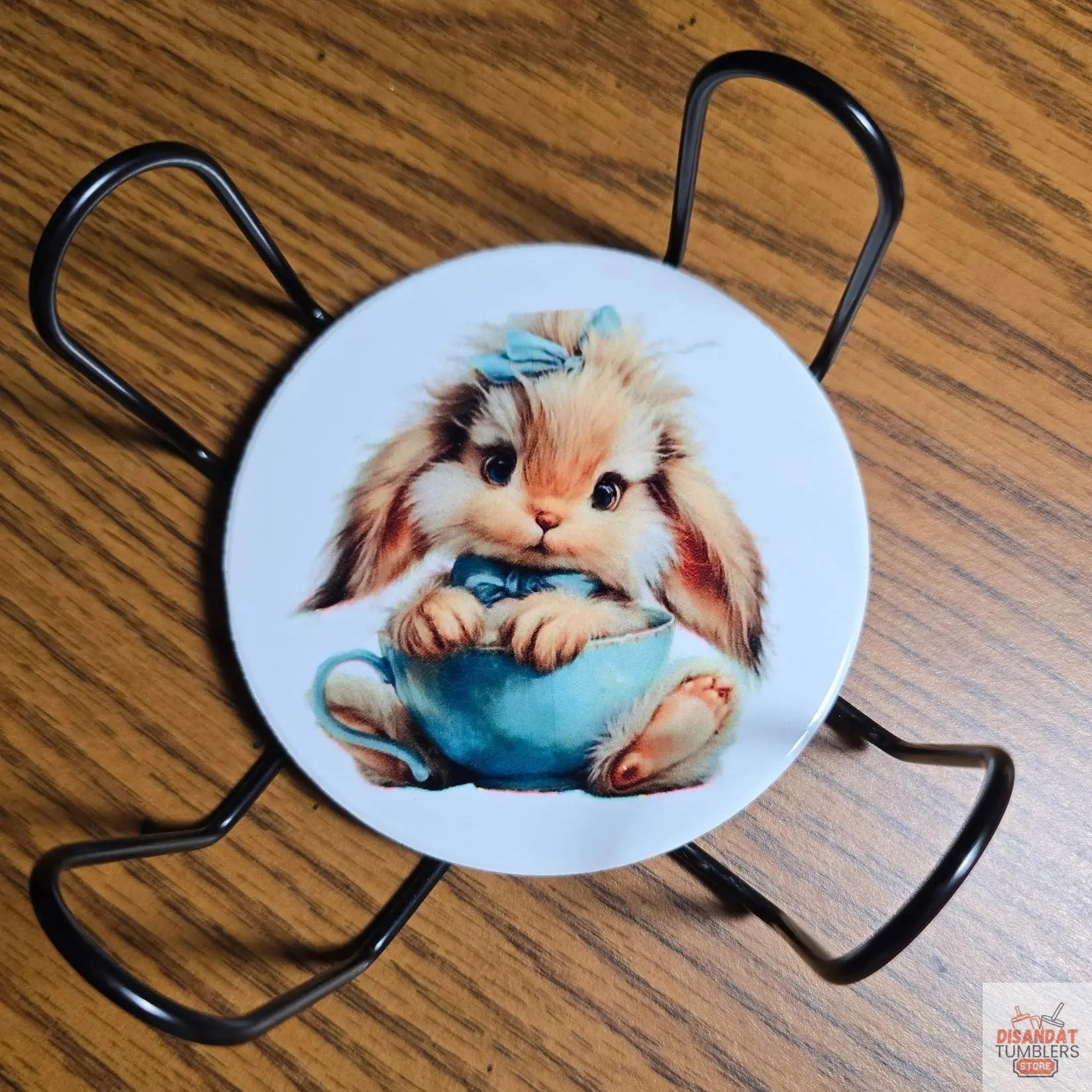 Pretty in blue Bunny 3 inch round Table Coasters - Dis An Dat Tumbler Store