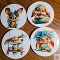 Pretty in blue Bunny 3 inch round Table Coasters - Dis An Dat Tumbler Store