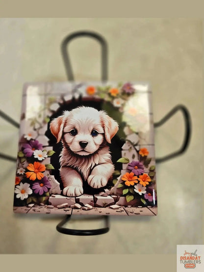 Puppy 4 inch Coasters - Dis An Dat Tumbler Store