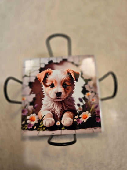 Puppy 4 inch Coasters - Dis An Dat Tumbler Store