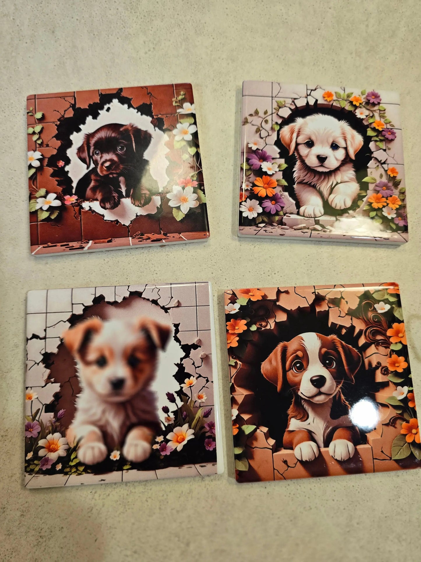 Puppy 4 inch Coasters - Dis An Dat Tumbler Store