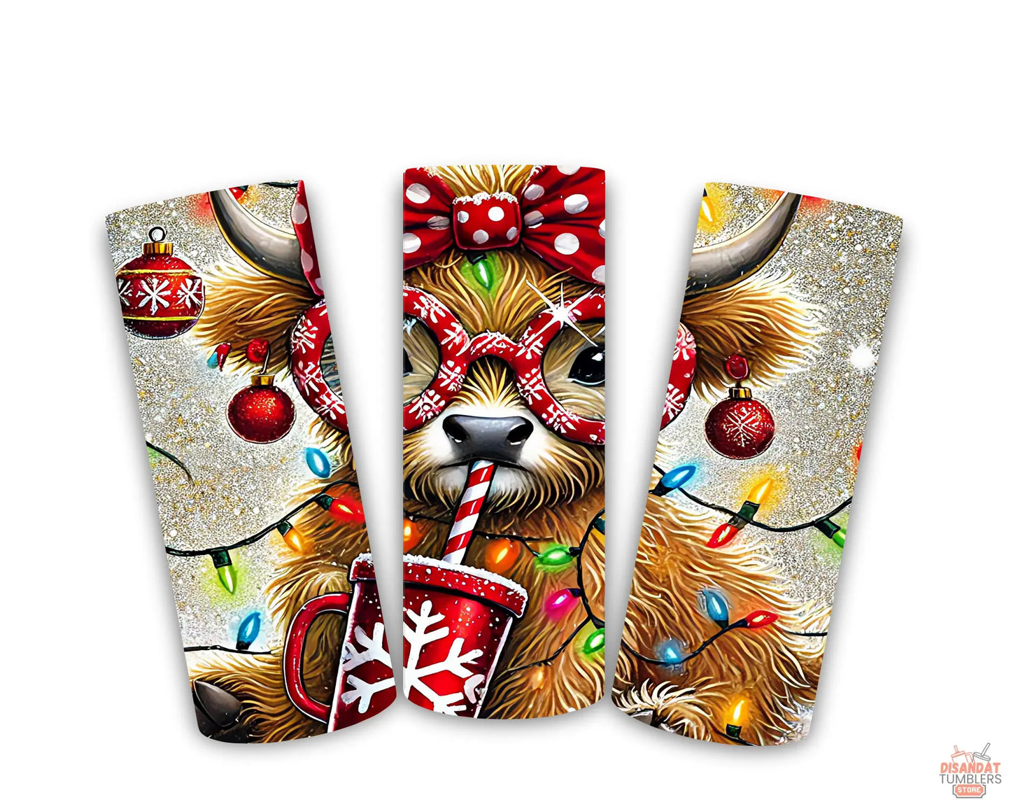 Purty Heifer Christmas 20oz Tumbler Dis An Dat Tumbler Store