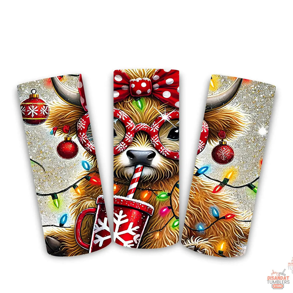 Purty Heifer Christmas 20oz Tumbler - Eco-Friendly & Reusable - Dis An Dat Tumbler Store