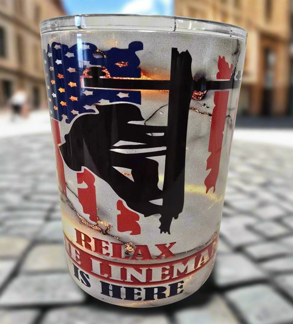 Relax the Lineman is here 10oz Coffee Tumbler A Little Dis An Dat
