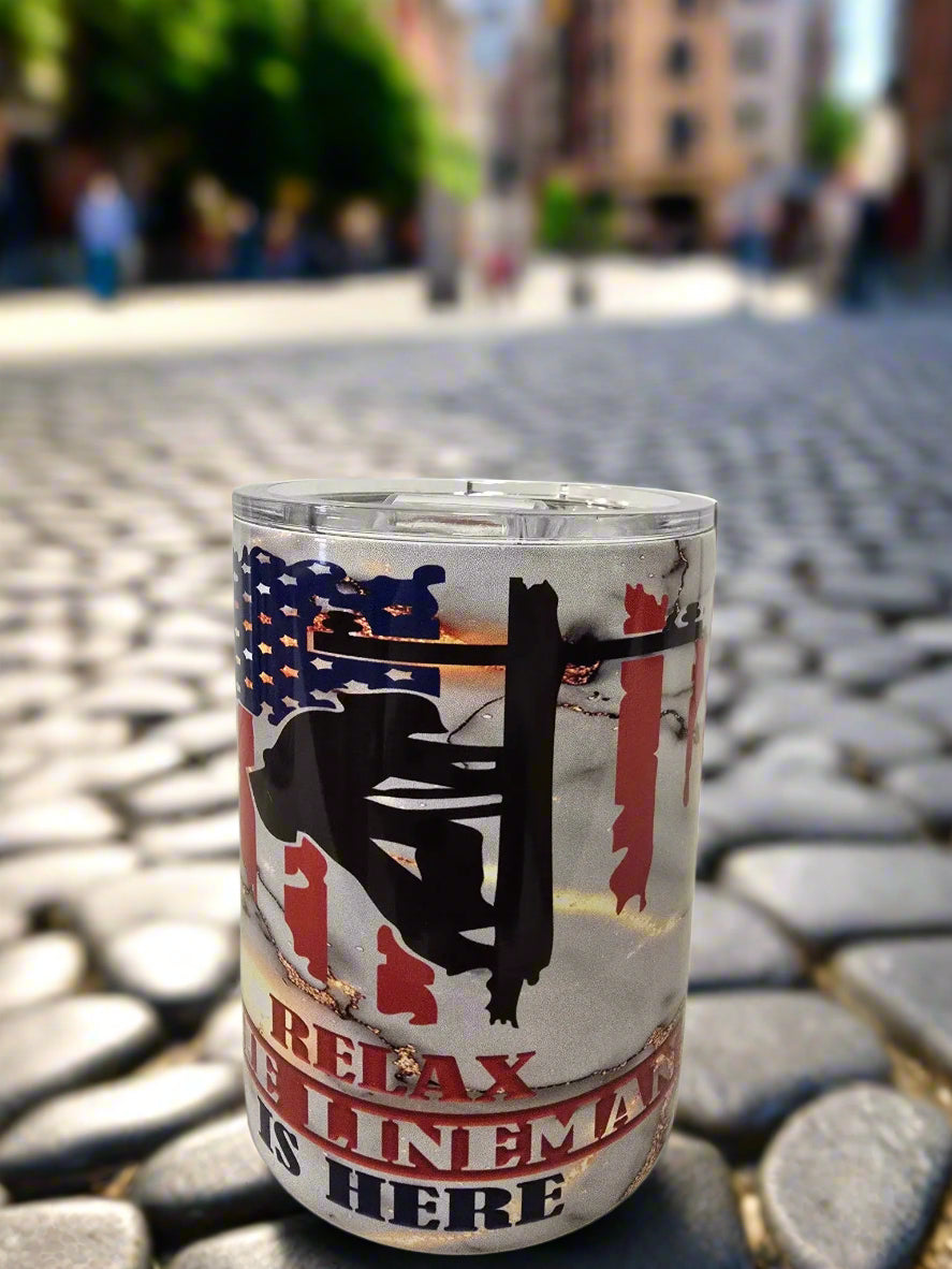 Relax the Lineman is here 10oz Coffee Tumbler A Little Dis An Dat