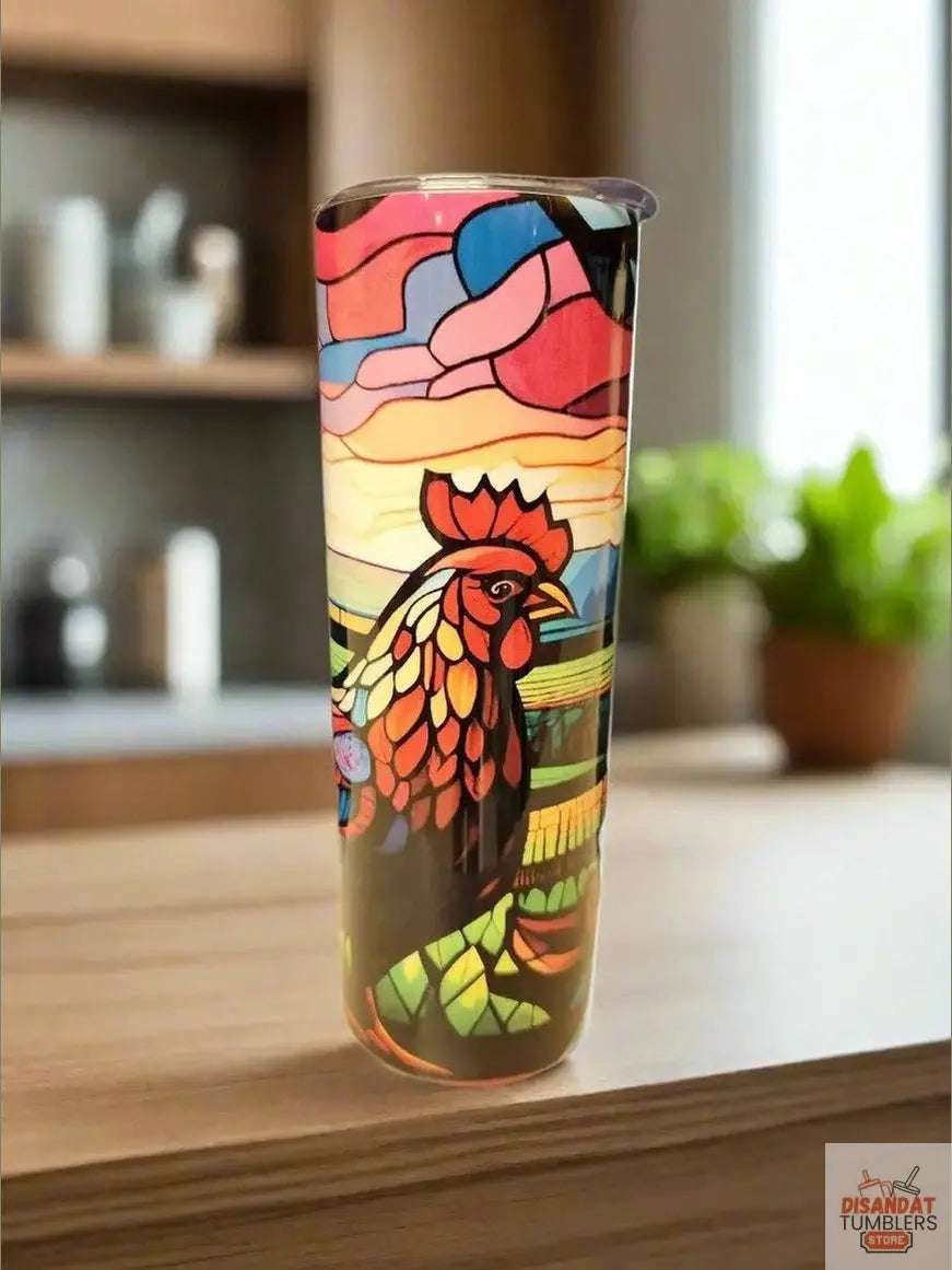 Stain glass Rooster 20oz Tumbler Dis An Dat Tumbler Store