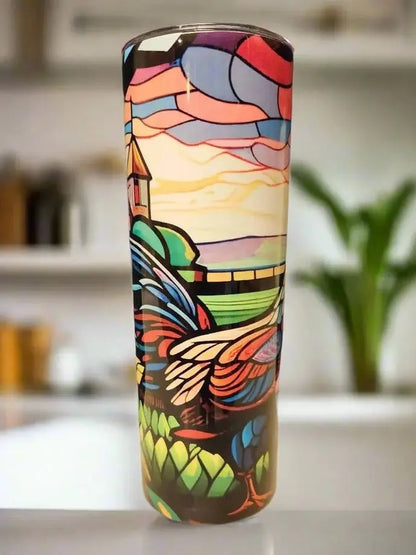 Stain glass Rooster 20oz Tumbler Dis An Dat Tumbler Store