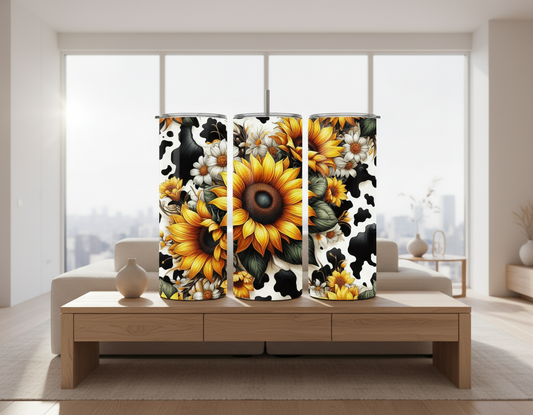 Sunflower/Cow Design 20oz Tumbler Dis An Dat Tumbler Store