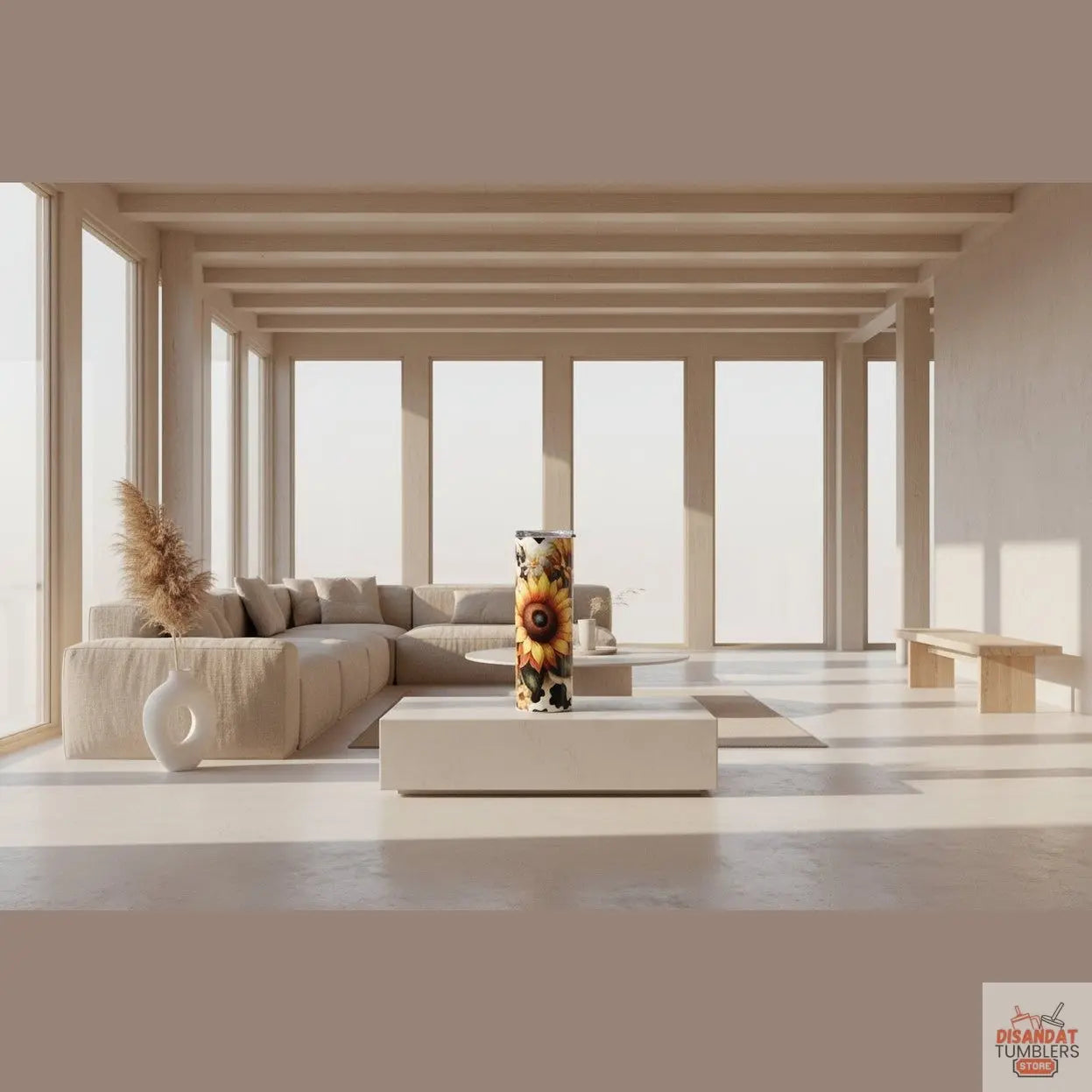 Sunflowers W/ Cow Design 20oz Tumbler - Dis An Dat Tumbler Store