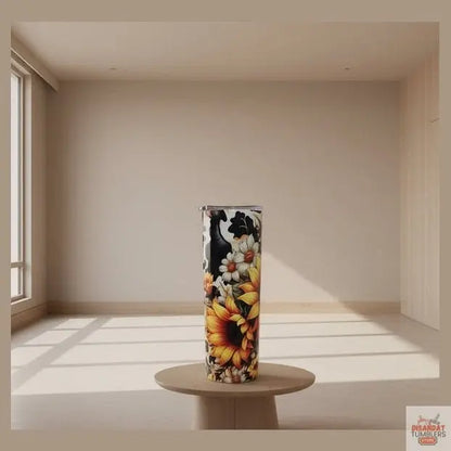 Sunflowers W/ Cow Design 20oz Tumbler - Dis An Dat Tumbler Store